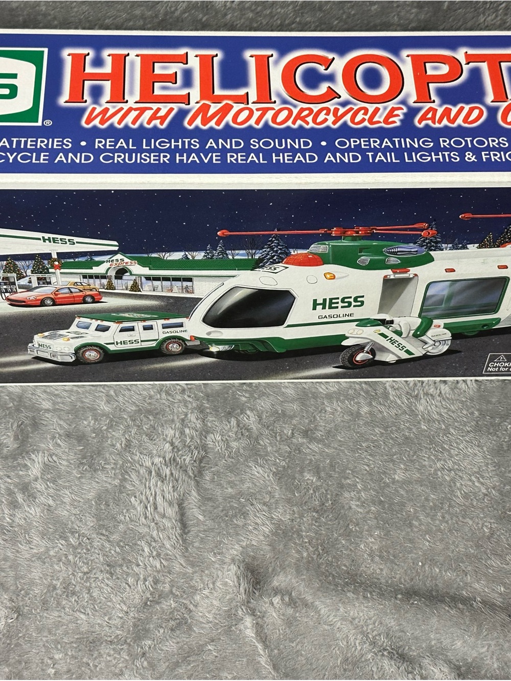 2001 Hess Helicopter with Motorcycle and Cruiser Toy w/ Box